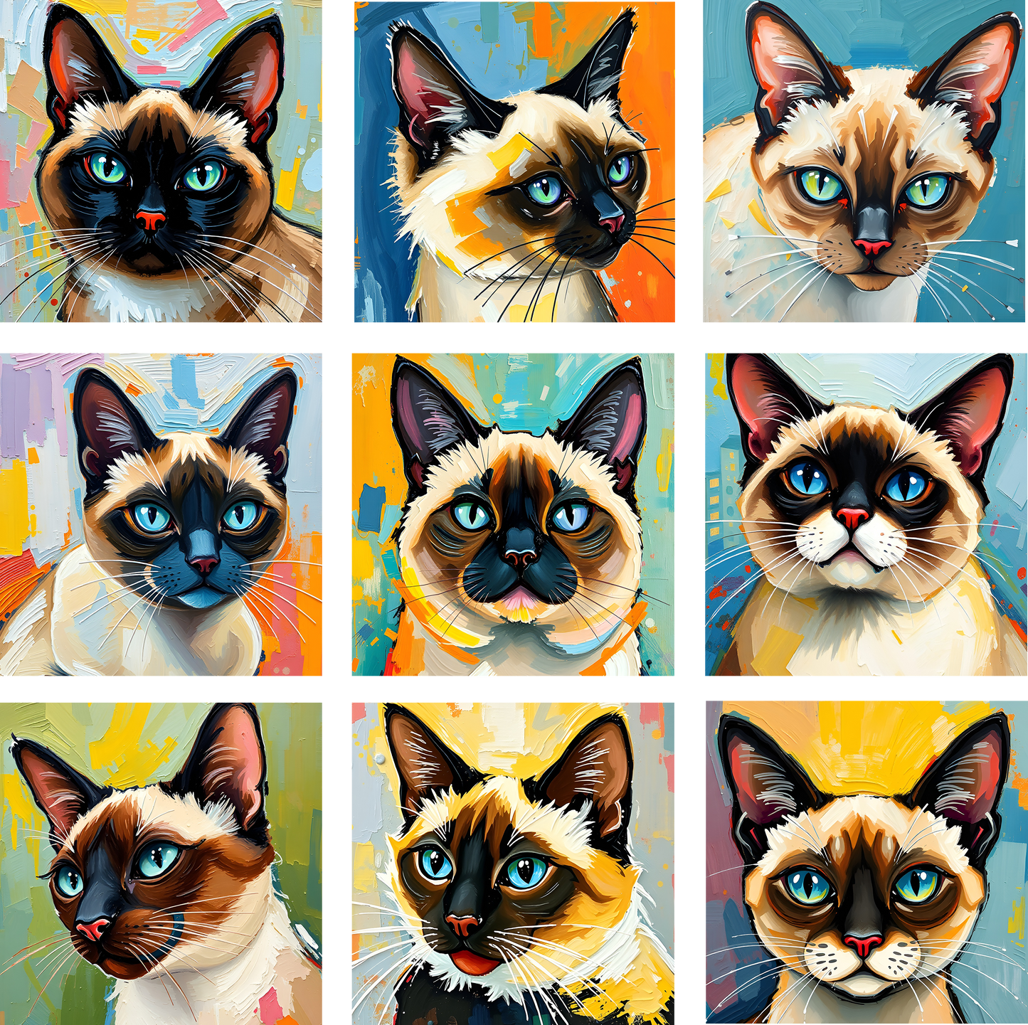 9 Siamese Cats