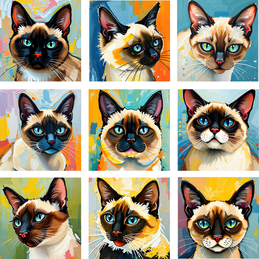 9 Siamese Cats