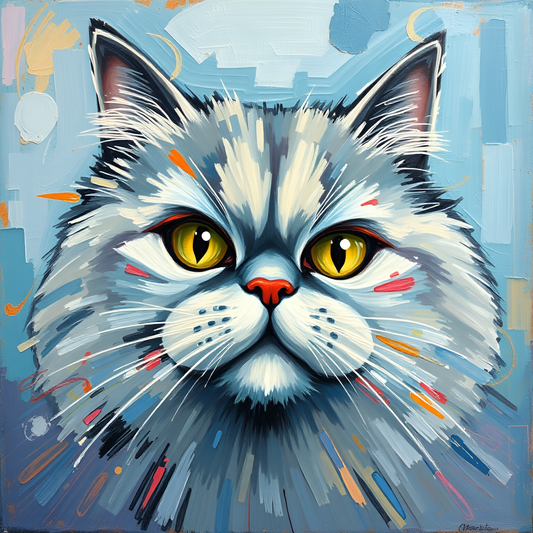 Cat on Blue Background